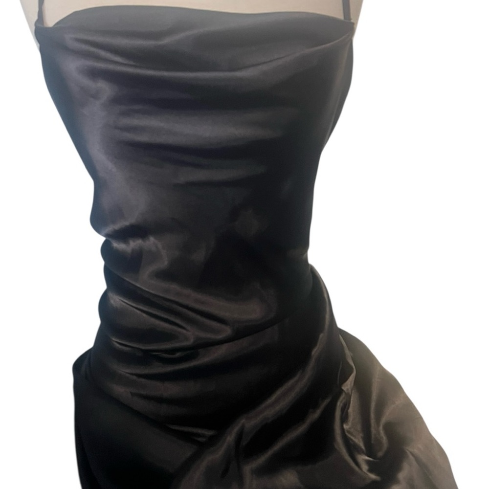 Elegant Bebe Black Satin Dress